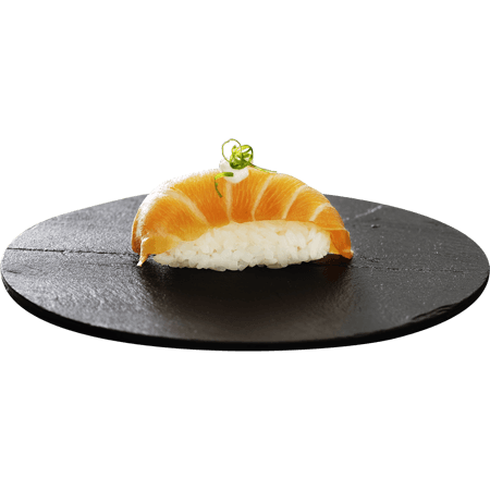Nigiri laks, flødeost & forårsløg (1 stk)